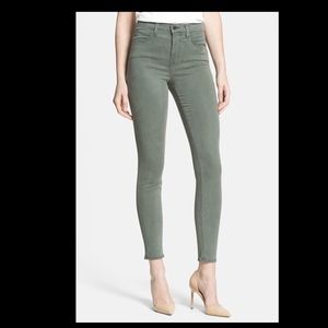 J BRAND Super Skinny High Waist Stretch Olive Jean
