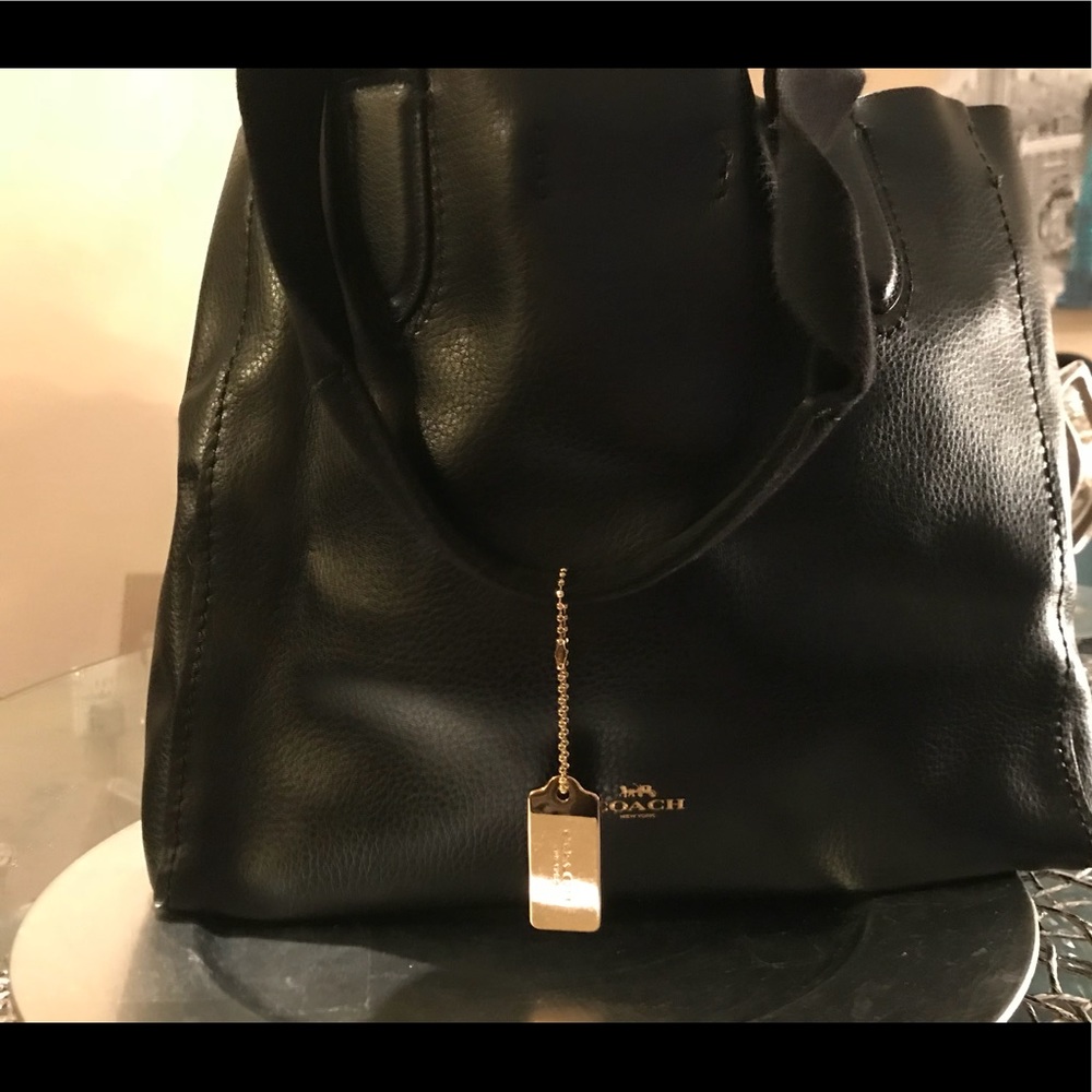 Black soft leather tote never worn!!!