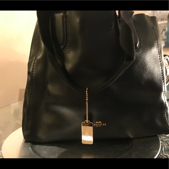 Black soft leather tote never worn!!! - Picture 1 of 6