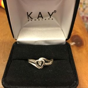 Heart Promise Ring Diamond Accents Sterling Silver