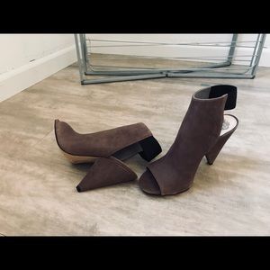 Vince Camuto taupe strap wedge heels
