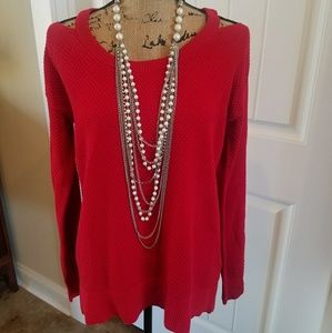 NWT Michael Kors knit open shoulder red sweater M