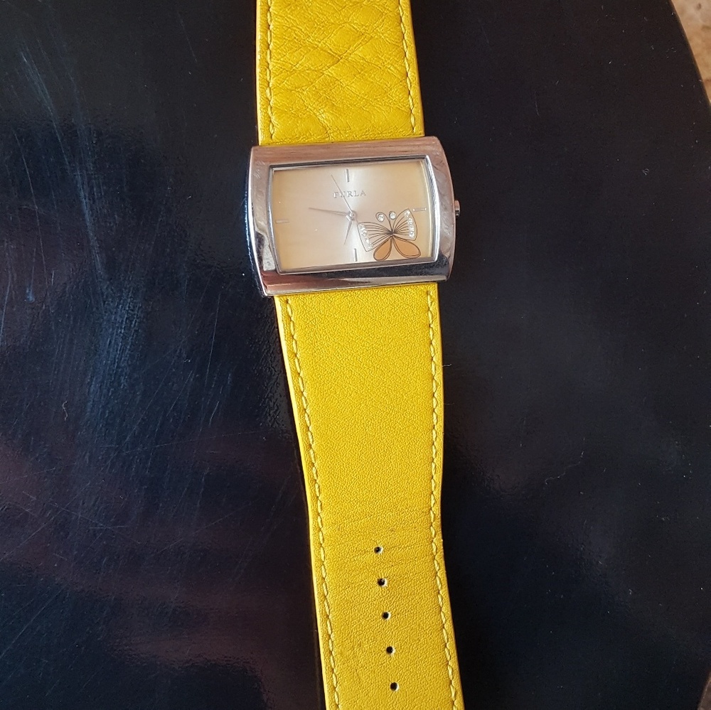 Yellow Furla Leather Watch