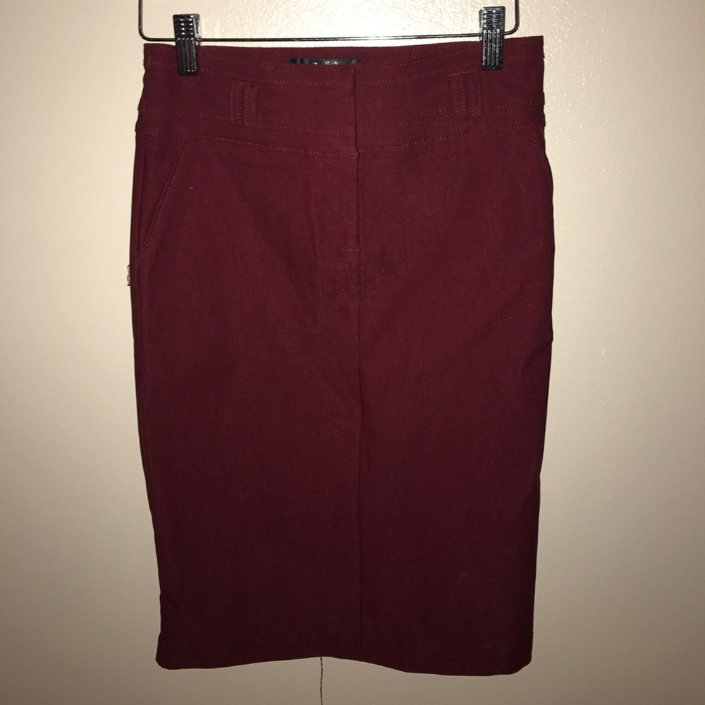 Dark red pencil skirt