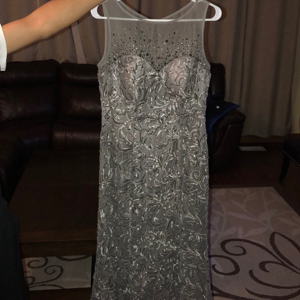 Grey evening detailed dress