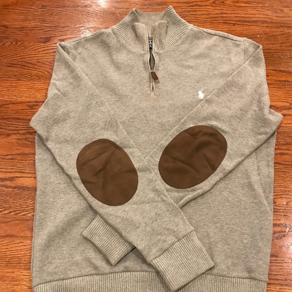 Gray Polo Ralph Lauren Sweater 1/2 zip 100% Pima
