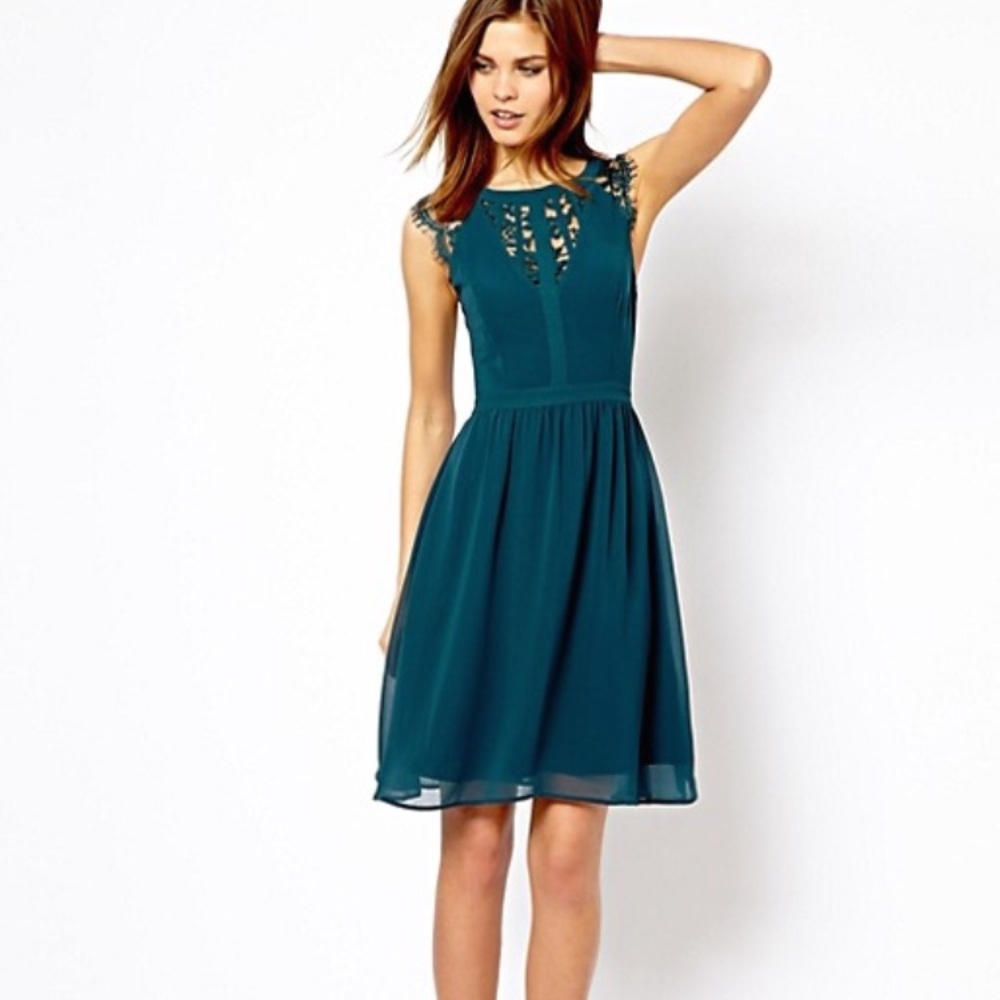 Warehouse Lace Back Dress