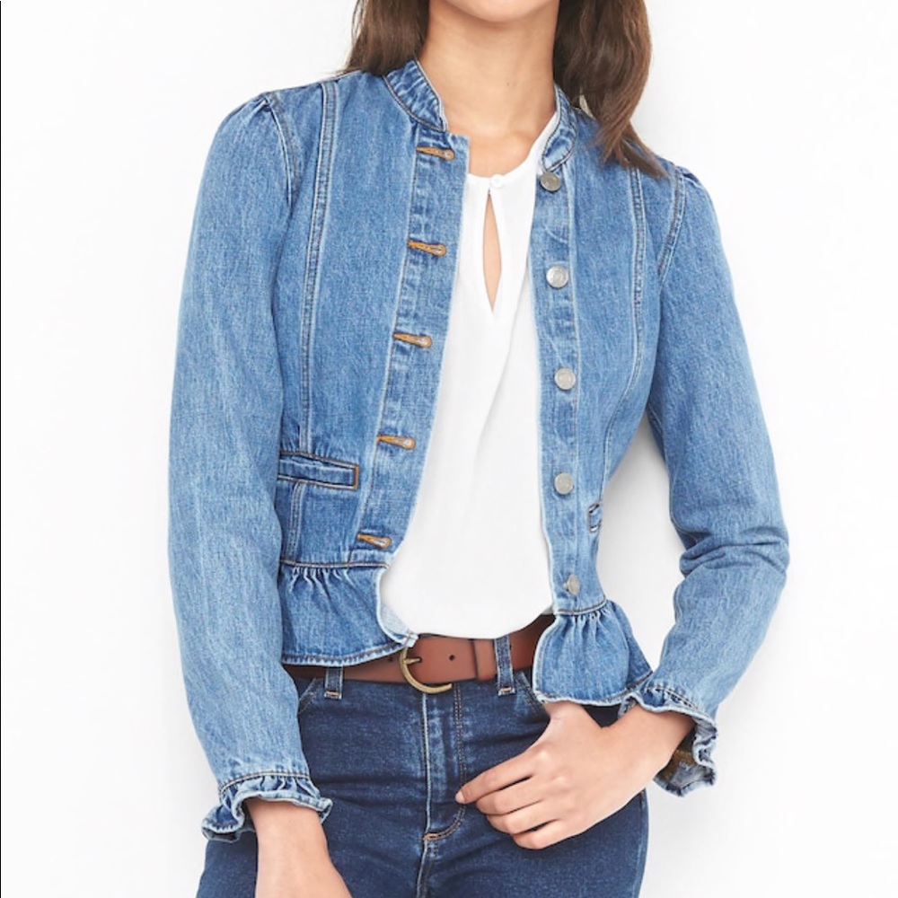 Gap Ruffle Blue Jean Jacket