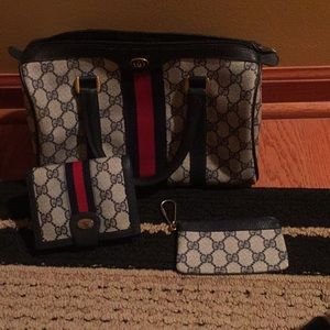 Vintage Gucci handbag, wallet and coin purse