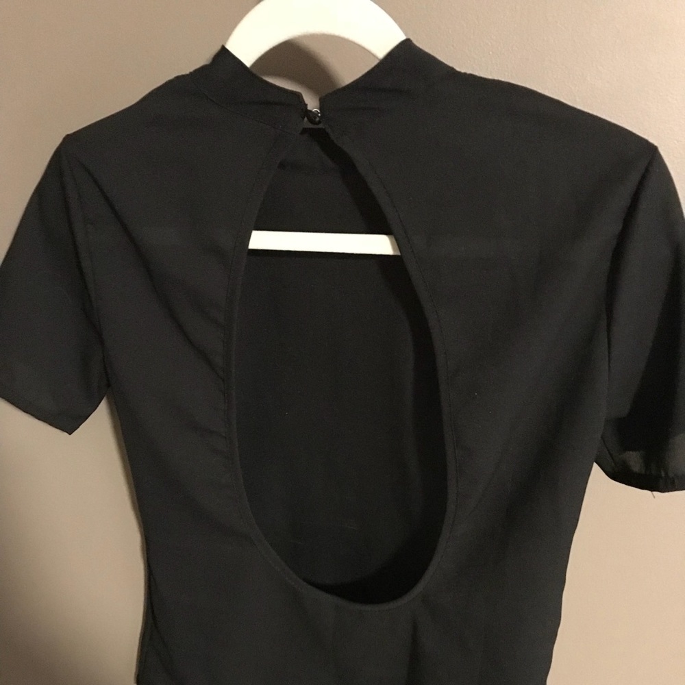 Open back black sheer shirt size XS