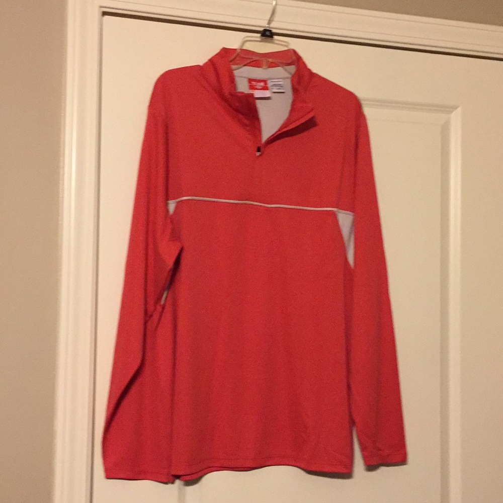 NWOT - long sleeve coral & light gray shirt.