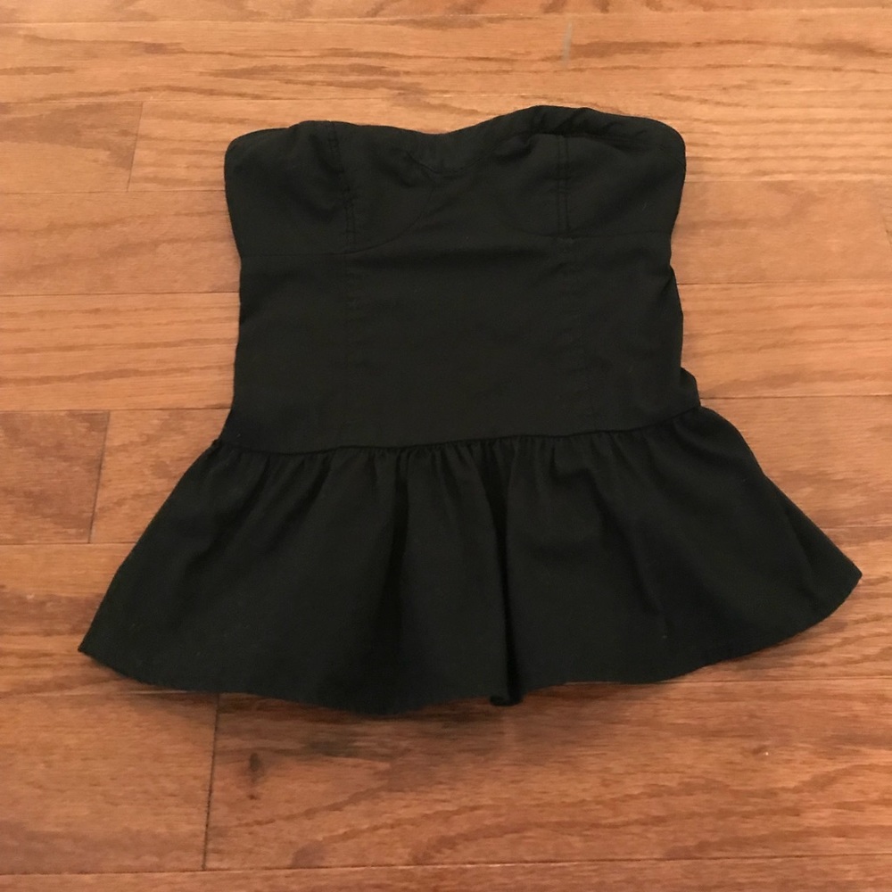 Retro Black Strapless Top