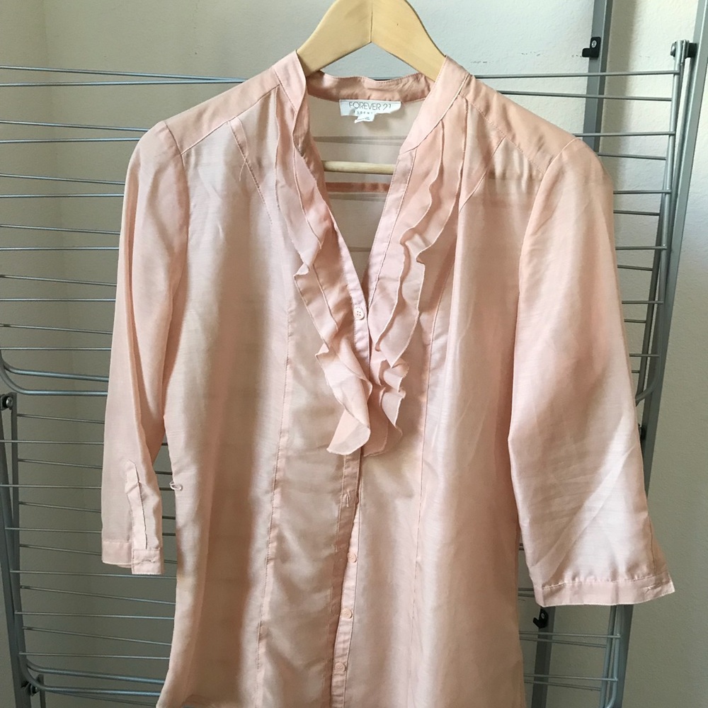 Coral ruffled top