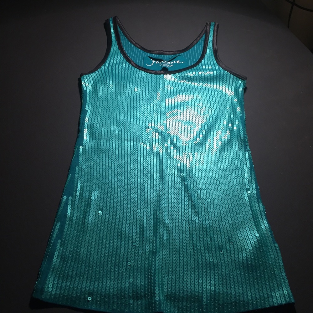 ❌SOLD❌ DKNY Teal Sequin Rib Tank