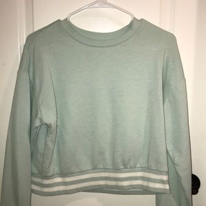 Mint Varsity Cropped Crew Neck