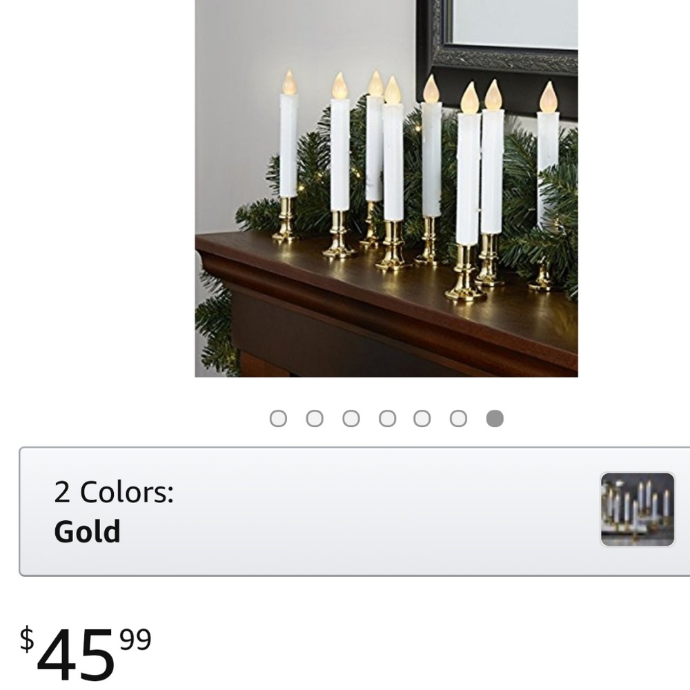 Set of 4. Candles Removable Gold Holders Remote