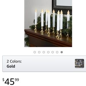 Set of 4. Candles Removable Gold Holders Remote