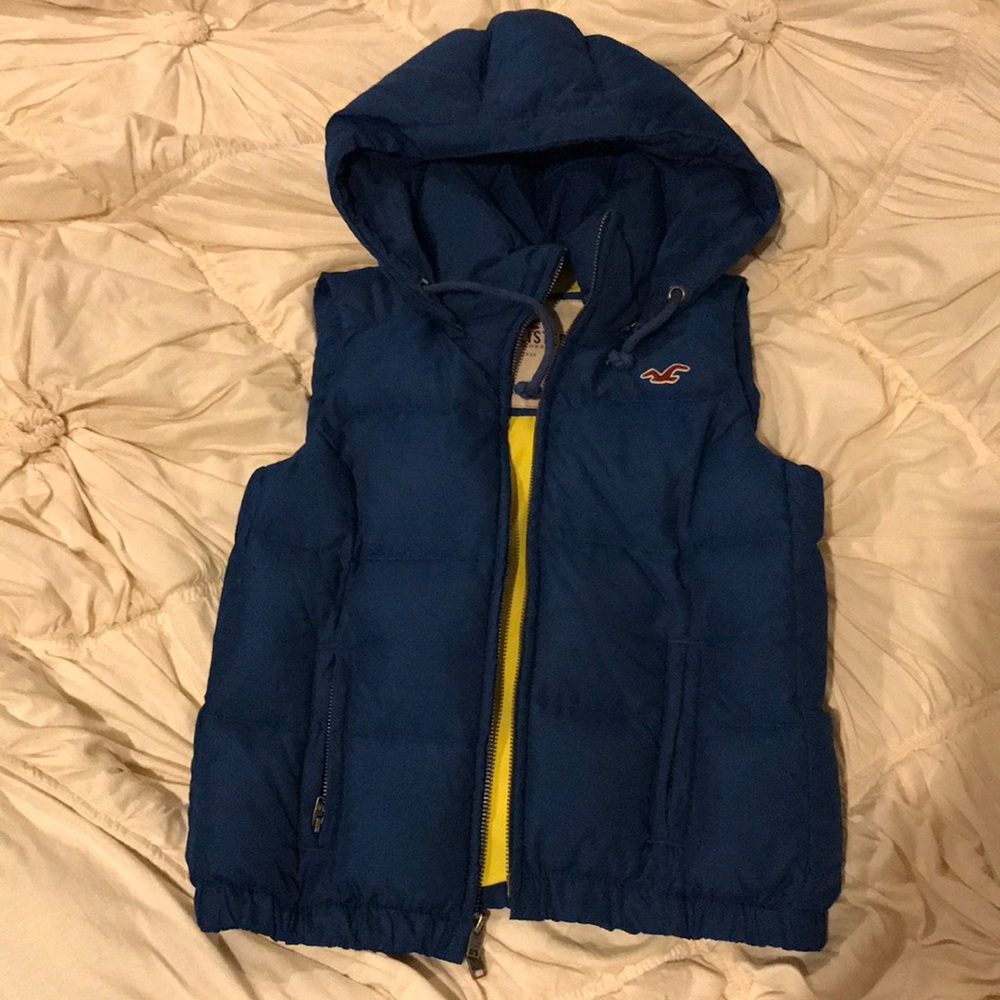 EUC XS Hollister puffer vest with hoodie