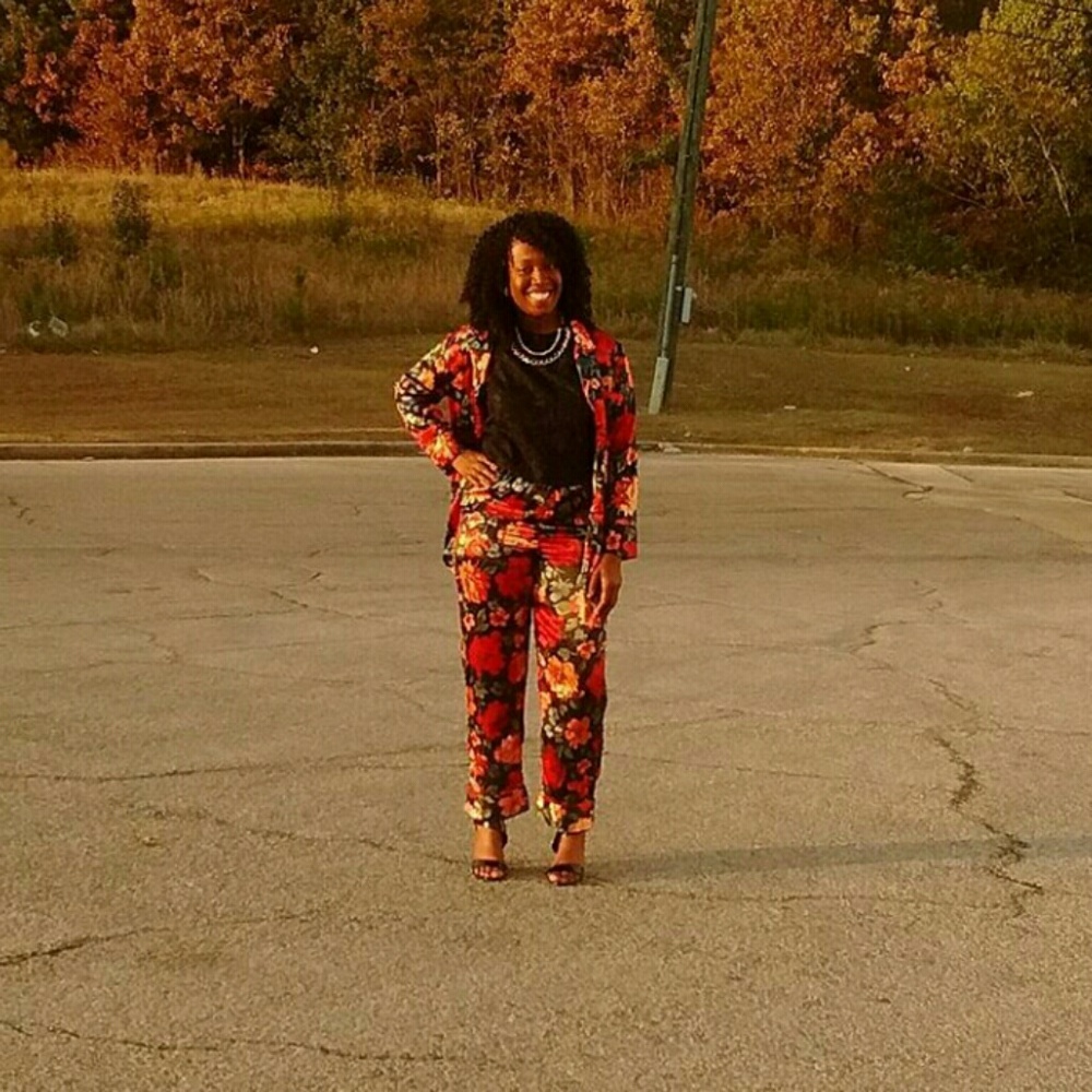 Satin floral two piece