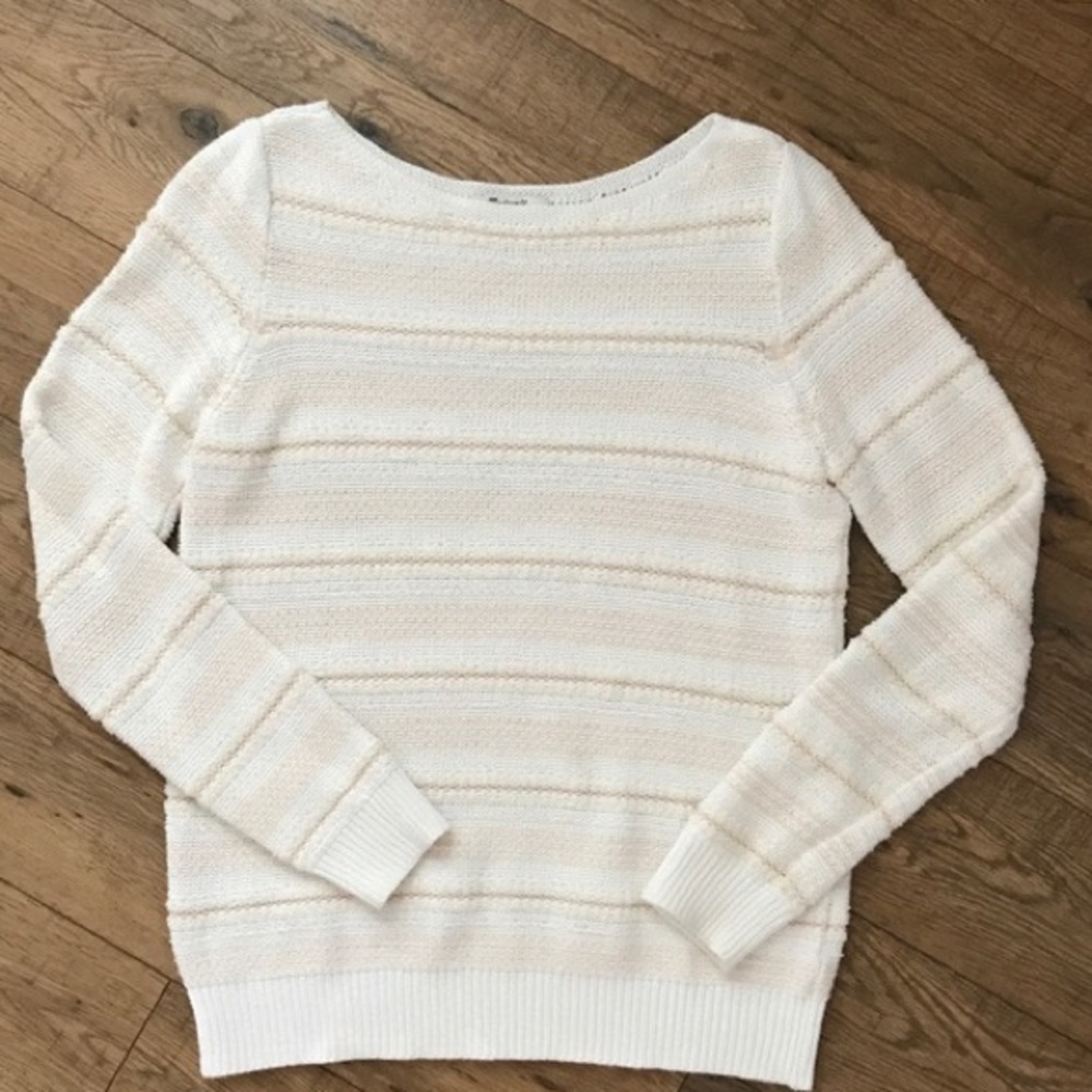 Madewell peach and white sweater