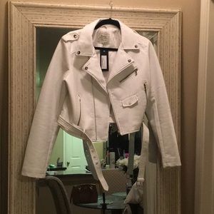 Nasty Gal White Crop Faux Leather Jacket