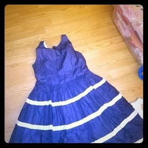 Vintage style blue stripe dress