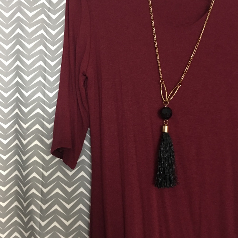 Maroon Dress w/ attached necklace
