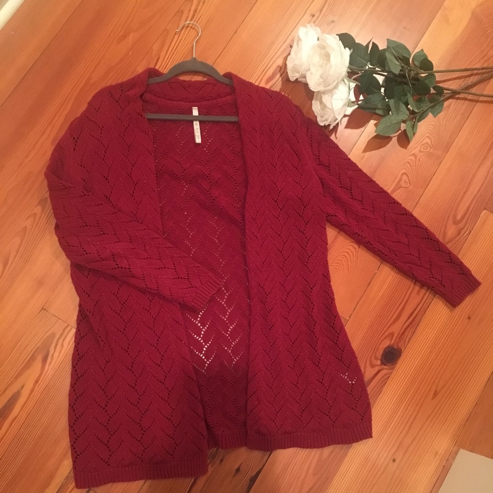 Red cardigan