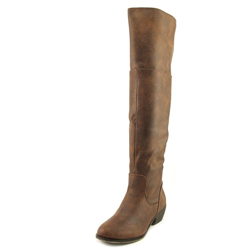 Cognac over-the-knee boots