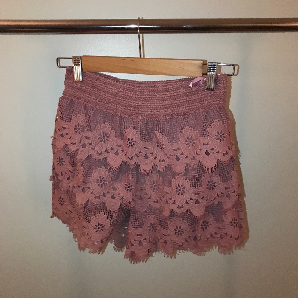 Pink lace shorts