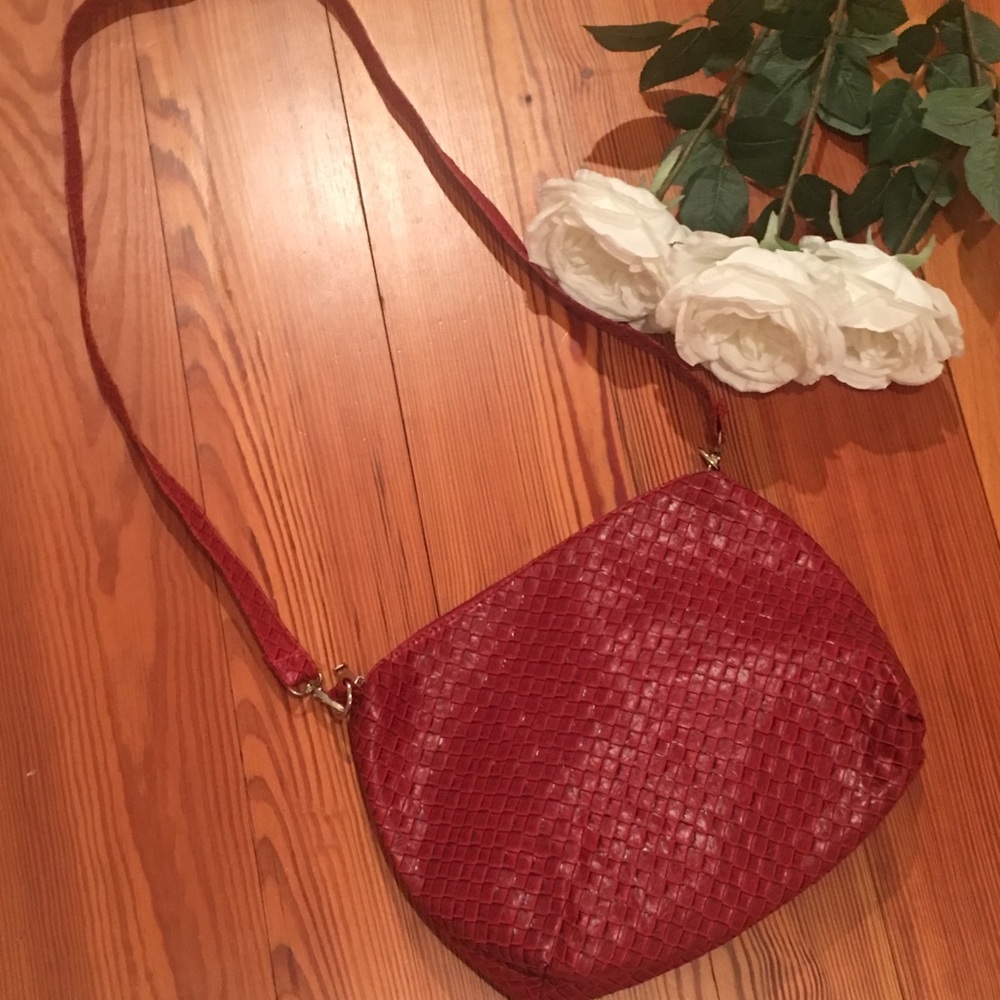 Red crossbody handbag