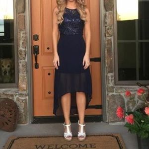 Navy blue High-low formal dress