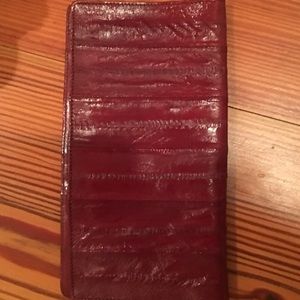 Red eel skin wallet.