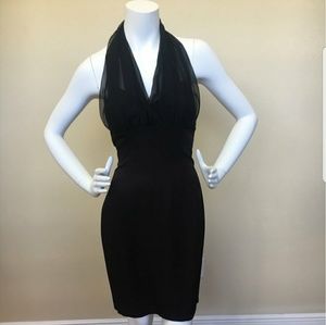 Black halter cocktail dress