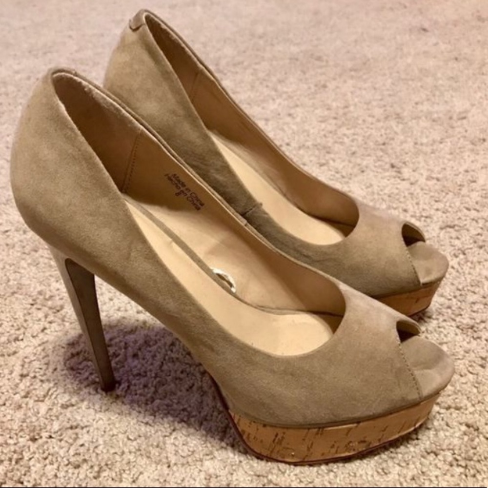 Forever 21 Faux Suede Stiletto Nudes- size 8