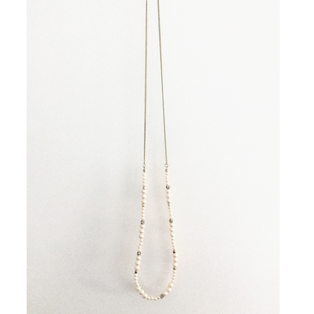 J.Crew long costume diamond pearl necklace