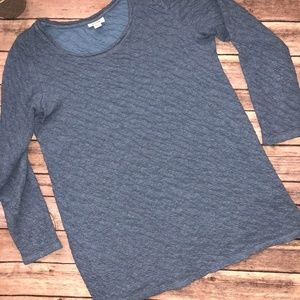 Pure jill textured blue 3/4 sleeve knit top