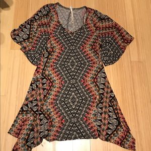 Scarf hem geo print dress