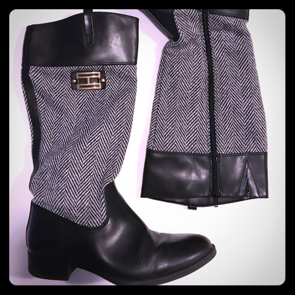 Tommy Hilfiger Leather and Wool Knee Boots