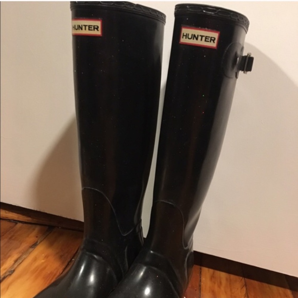 Black with sparkles Hunter boots
