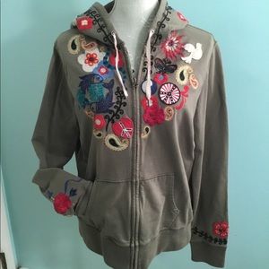 🍀Lucky Brand🍀 Embroidered Zippered Hoodie