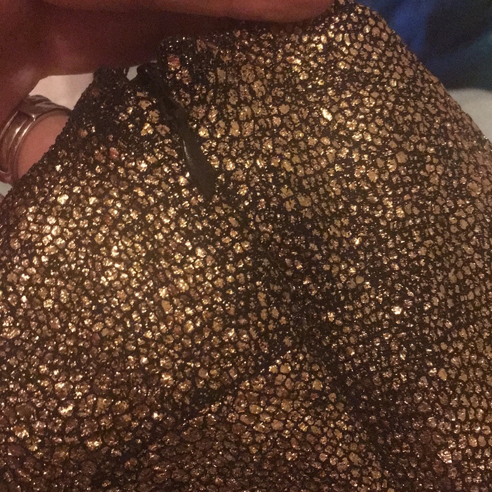 Vintage Gold Metallic Cocktail Dress Party Holiday Evening Size Large - Picture 7 of 9