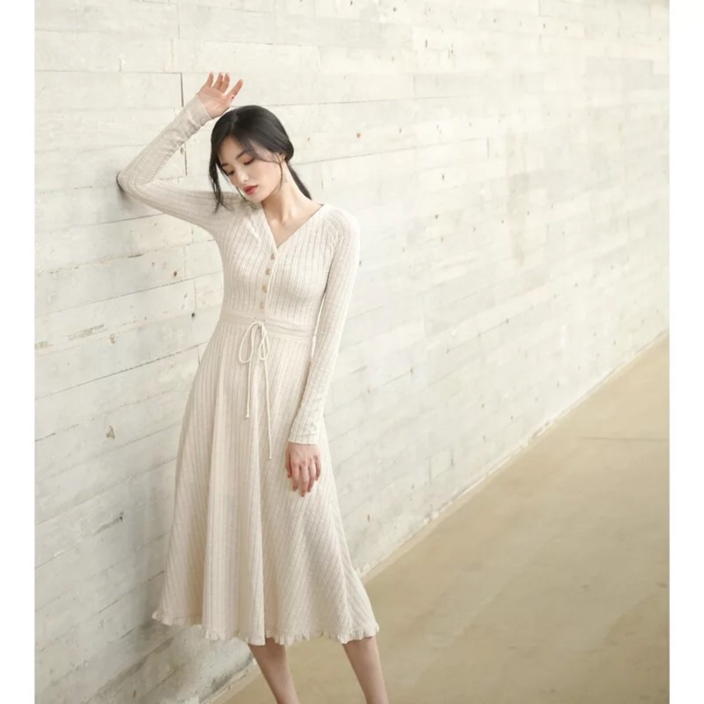 beige midi dress