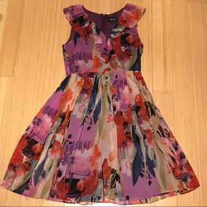 Watercolor florals silk dress 👗