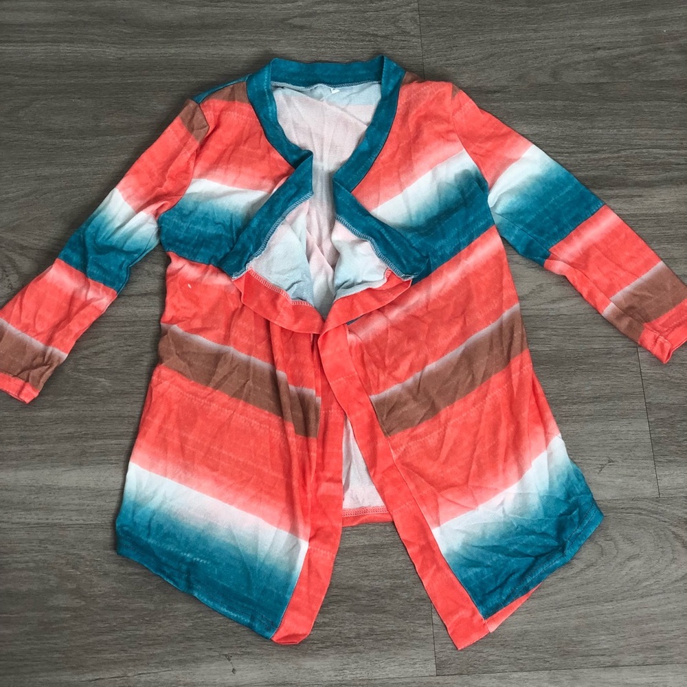 Multicolored open front cardigan size M