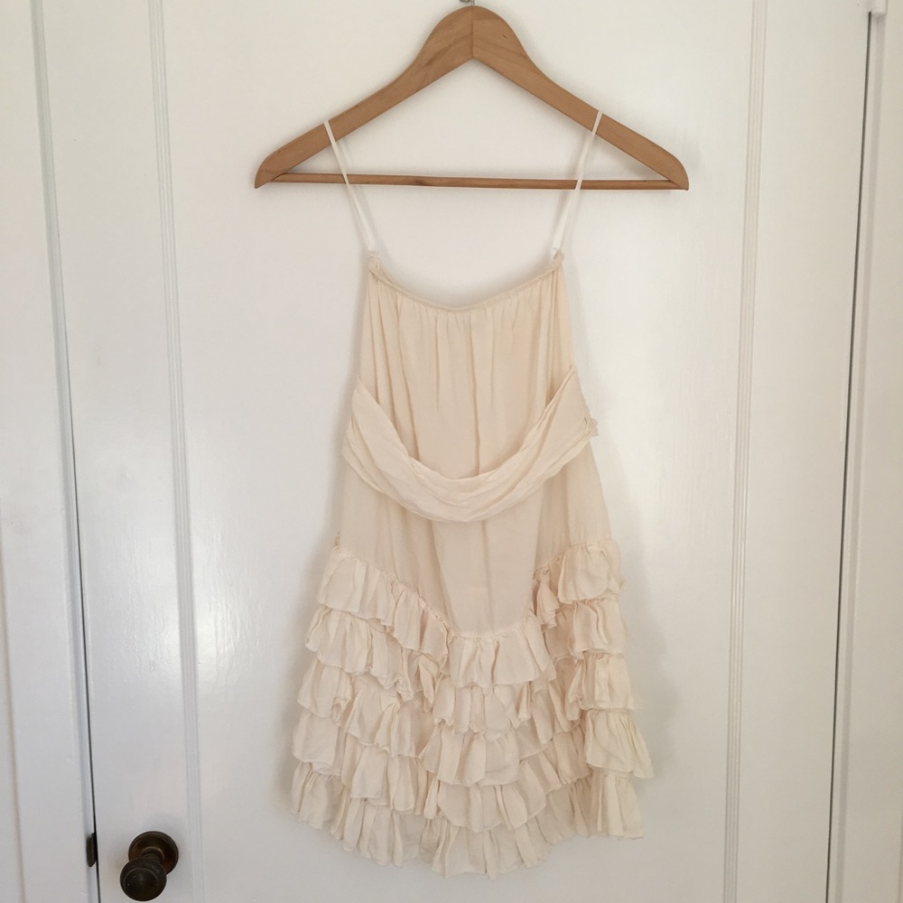 Silk White Strapless Cocktail Dress
