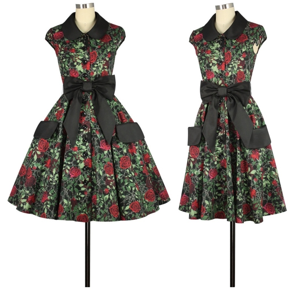 ❤️ Rose Pockets Pin Up Dress