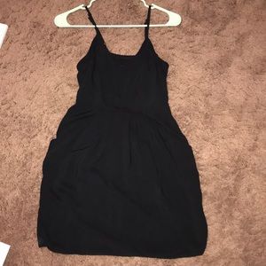 Spaghetti strap black dress with pockets