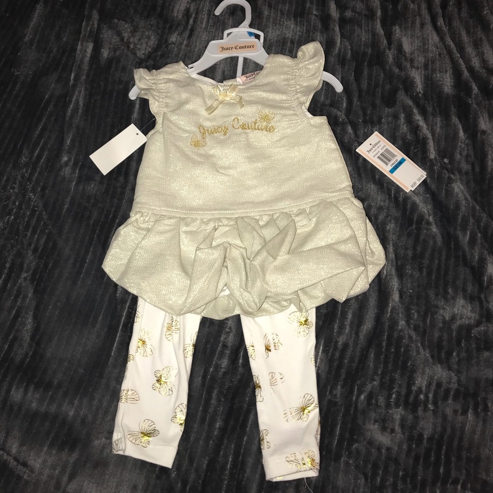 Juicy Couture gold foil butterfly legging set