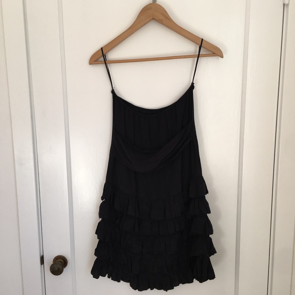 Silk Black Strapless Cocktail Dress